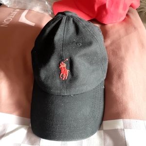 Polo Hat. Black with Red logo. Size OS